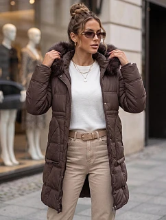 Dámska zimná prešívaná bunda s kapucňou, fialová, FashionStreet TY5822