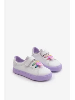 Dziecięce Sneakersy Trampki Z Przypinką Biało-Fioletowe Pennyn