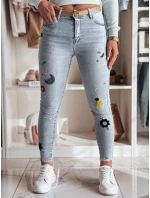 Dámske úzke džínsy s výšivkou MOONAIR modré FashionStreet UY2453