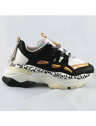 Čierne dámske sneakersy s panterím vzorom (BX1827-SP)