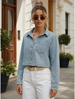 Krátka dámska džínsová košeľa s dlhými rukávmi FashionStreet TY5692 Krátka dámska džínsová košeľa s dlhými rukávmi FashionStreet TY5692