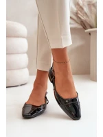 Lakierowane Baleriny Na Niskim Obcasie Z Odkrytą Piętą Czarne Kairael