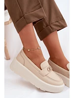 Dámske kožené mokasíny na platforme Vinceza Beige Dámske kožené mokasíny na platforme Vinceza Beige