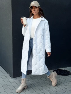 Dámsky prešívaný dlhý kabát TRENDIFY biely FashionStreet TY4380