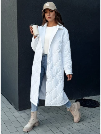 Dámsky prešívaný dlhý kabát TRENDIFY biely FashionStreet TY4380