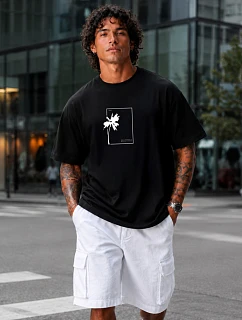 Pánske bavlnené tričko nadrozmernej veľkosti s čiernou potlačou FashionStreet NX1046R
