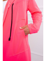 Voľná bunda s kapucňou ružová neónová