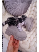 Dziecięce Botki Traperki Ocieplone Futerkiem Szare Tesoro
