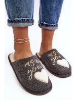 Damskie Klasyczne Kapcie Wsuwane Ocieplane Szare Mabira