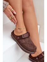 Ocieplane Kapcie Damskie Na Platformie Czekoladowe Neliel