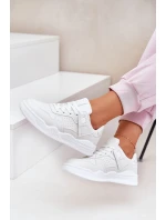 Buty Sportowe Sneakersy Damskie Z Eko Skóry Białe Telisiria