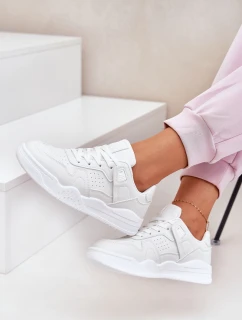 Buty Sportowe Sneakersy Damskie Z Eko Skóry Białe Telisiria