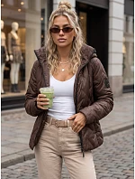 Dámska prechodná bunda s kapucňou, hnedá, FashionStreet TY5772 Dámska prechodná bunda s kapucňou, hnedá, FashionStreet TY5772