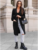 Dlhý dámsky oversize kardigán s vreckami, čierny, FashionStreet MY2583