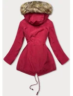 Dámska parka s kožušinovou podšívkou červená (m-21207)