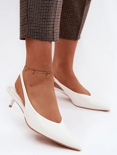 Lakované dámské sandály z umělé kůže na podpatku Bílé Averelle