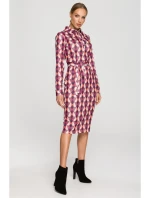 M706 Šaty s rukávmi, golierom a potlačou - model 2