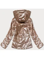 Svetlo hnedá dámska obojstranná bunda s kapucňou (B9793-46) Svetlo hnedá dámska obojstranná bunda s kapucňou (B9793-46)