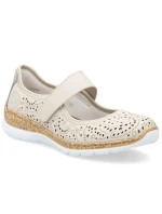 Dámske pohodlné aku topánky Rieker N4299-60 Velcro v béžovej farbe
