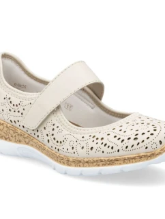 Dámske pohodlné aku topánky Rieker N4299-60 Velcro v béžovej farbe
