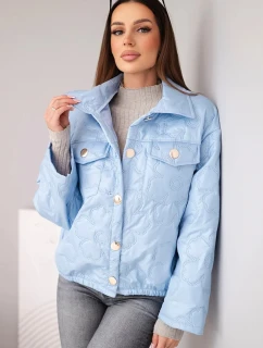 Dámska jarná prešívaná bunda s kvetinovým vzorom modrá