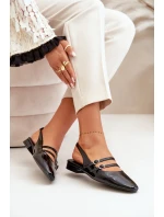 Lakierowane Baleriny Z Paskami Na Niskim Obcasie Czarne Bialettia