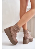 Zazoo 60499 Zamszowe Damskie Botki Na Platformie I Koturnie Ocieplane Beżowe Zazoo 60499 Zamszowe Damskie Botki Na Platformie I Koturnie Ocieplane Beżowe