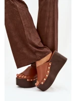 Dámské nazouváky na platformě s přezkami Camel Mareline