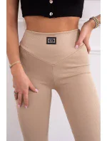 Rebrované legíny béžové