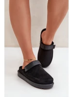 Ocieplane Kapcie Damskie Na Platformie Czarne Neliel