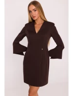 M876 Šaty so širokými manžetami - hnedé