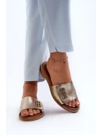 Zazoo Elegantné dámske kožené papuče zlaté