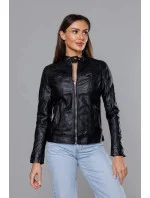 Čierna bunda ramoneska so stojačikom (11Z8010)