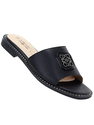 Dámske čierne kožené žabky S.Barski KV61-6019