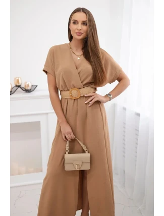 Dlhé šaty s ozdobným opaskom Camel Dlhé šaty s ozdobným opaskom Camel