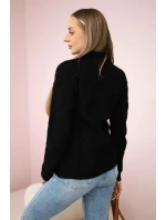 Sveter s dekoratívnou väzbou čierny Sveter s dekoratívnou väzbou čierny