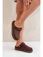 Ocieplane Kapcie Damskie Na Platformie Czekoladowe Neliel