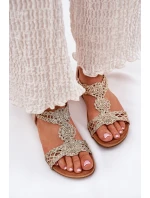 Płaskie Sandały Damskie Z Koronkowym Wzorem Artiker 56C1281 Złote