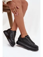 Sneakersy Damskie Z Naturalnej Skóry GOE OO2N4004 Czarne