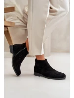 Dámske ploché členkové topánky na podpätku Akrylová čierna S.Barski