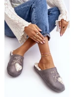 Błyszczące Kapcie Damskie Szare Geraja