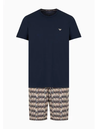 Pánske pyžamo 112101 4R583 18855 hnedé so vzorom - Emporio Armani Pánske pyžamo 112101 4R583 18855 hnedé so vzorom - Emporio Armani