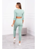 Pruhovaná súprava krátky top tmavo mätový Pruhovaná súprava krátky top tmavo mätový