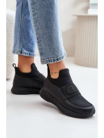 Buty Sportowe Na Platformie Skórzane Czarne Artiker 55C0035