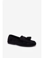 Dámske mokasíny s plochou podrážkou a strapcami Black Marilisse Dámske mokasíny s plochou podrážkou a strapcami Black Marilisse