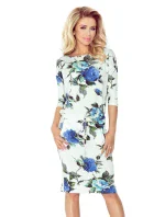 Dámske športové šaty netopierie strih s vreckami na zaväzovanie kvetované modré - Biela / S - Numoco