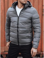 Pánska prešívaná zimná bunda s kapucňou sivá FashionStreet TX4844 Pánska prešívaná zimná bunda s kapucňou sivá FashionStreet TX4844