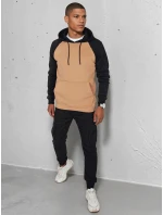 Pánska základná mikina s kapucňou v ťavej farbe FashionStreet BX5891 Pánska základná mikina s kapucňou v ťavej farbe FashionStreet BX5891