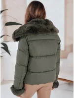 Dámska prešívaná krátka bunda s kožušinou zelená FashionStreet TY5068