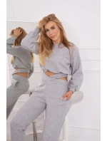 Zateplená súprava s krátkou mikinou šedá